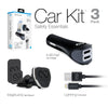 MFi Lightning® iPhone Safety Essentials Car Kit | Vent Mount + Charger + Cable | Black