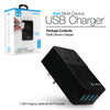 Fast 48W Multi-Device USB Charger with Dual AC Outlets | Black