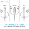 Hybrid 3-in-1 USB to Micro USB + USB-C + MFi Lightning Braided Cable | 6ft | Gray