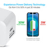 30W USB-C PD + 12W USB Fast Wall Charger | White