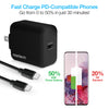 20W USB-C PD Fast Wall Charger | 4ft USB-C Cable | Black