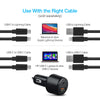SpeedMax65 65W USB-C PD + USB Laptop Car Charger with Quick Charge 3.0 | Black