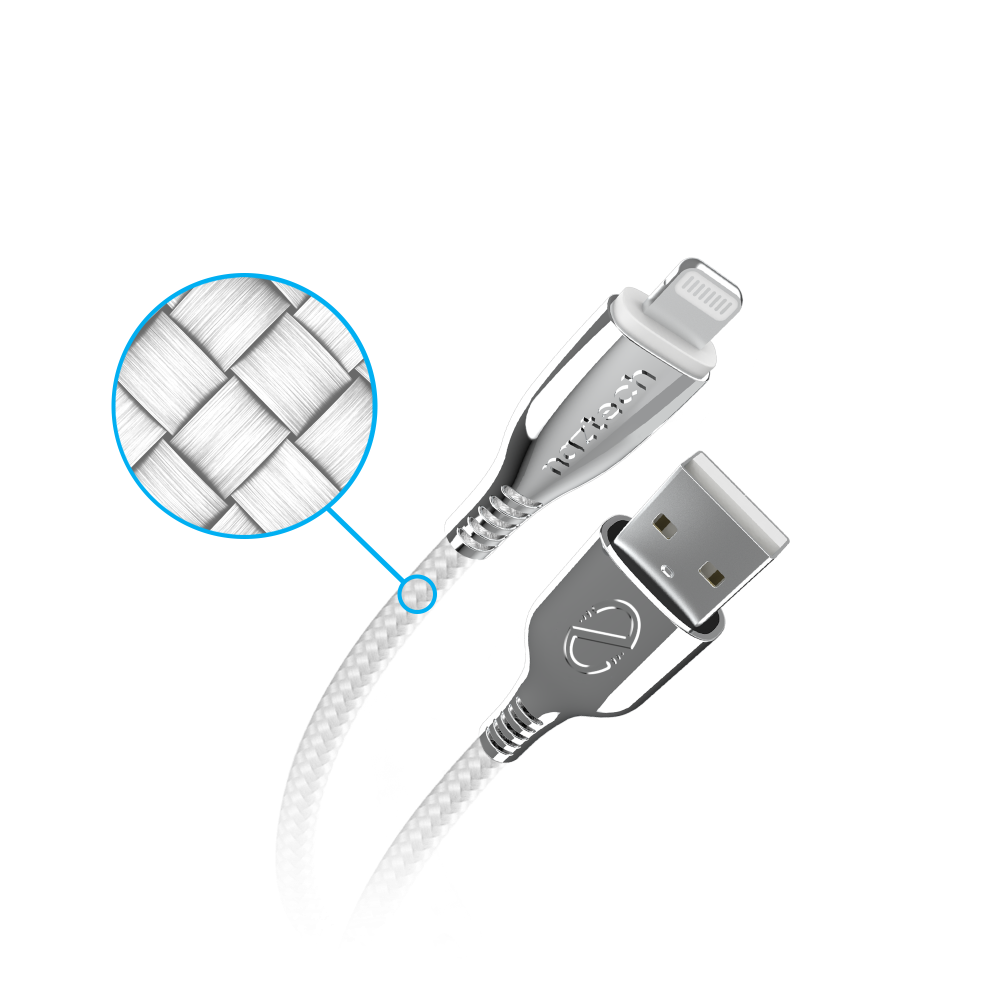 Cable USB C a Lightning Naztech / MFi / 1.8 m / Trenzado / Blanco