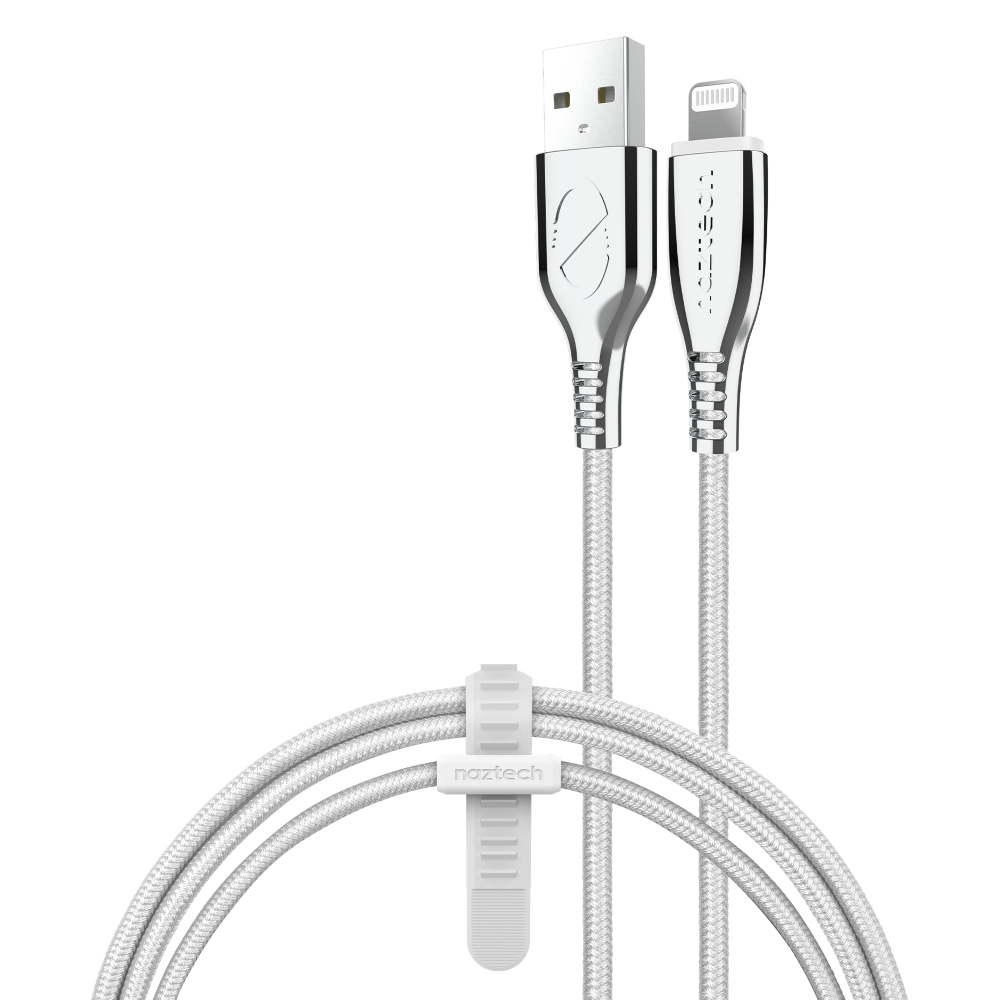 Cable USB C a Lightning Naztech / MFi / 1.8 m / Trenzado / Blanco