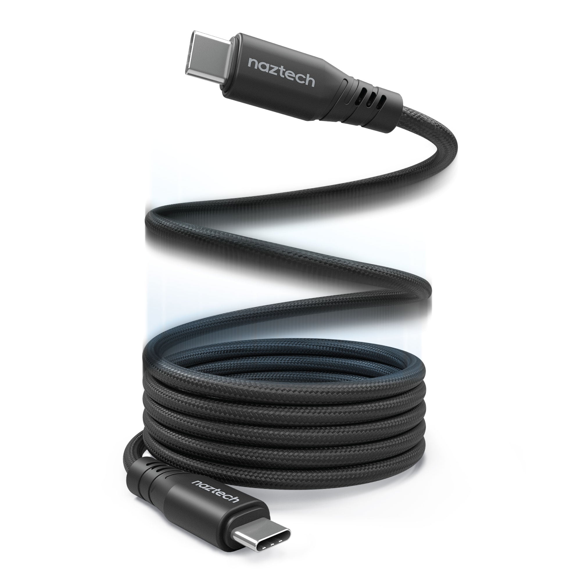 REcoil 100W USB-C to USB-C Magnetic Braided Fast Charge Cable | 6ft | Black