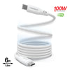 REcoil 100W USB-C to USB-C Magnetic Braided Fast Charge Cable | 6ft | White