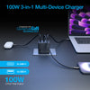 Nexus T100 100W USB-C PD + USB 3-Port GaN Ultra-Fast Wall Charger with PPS | Black