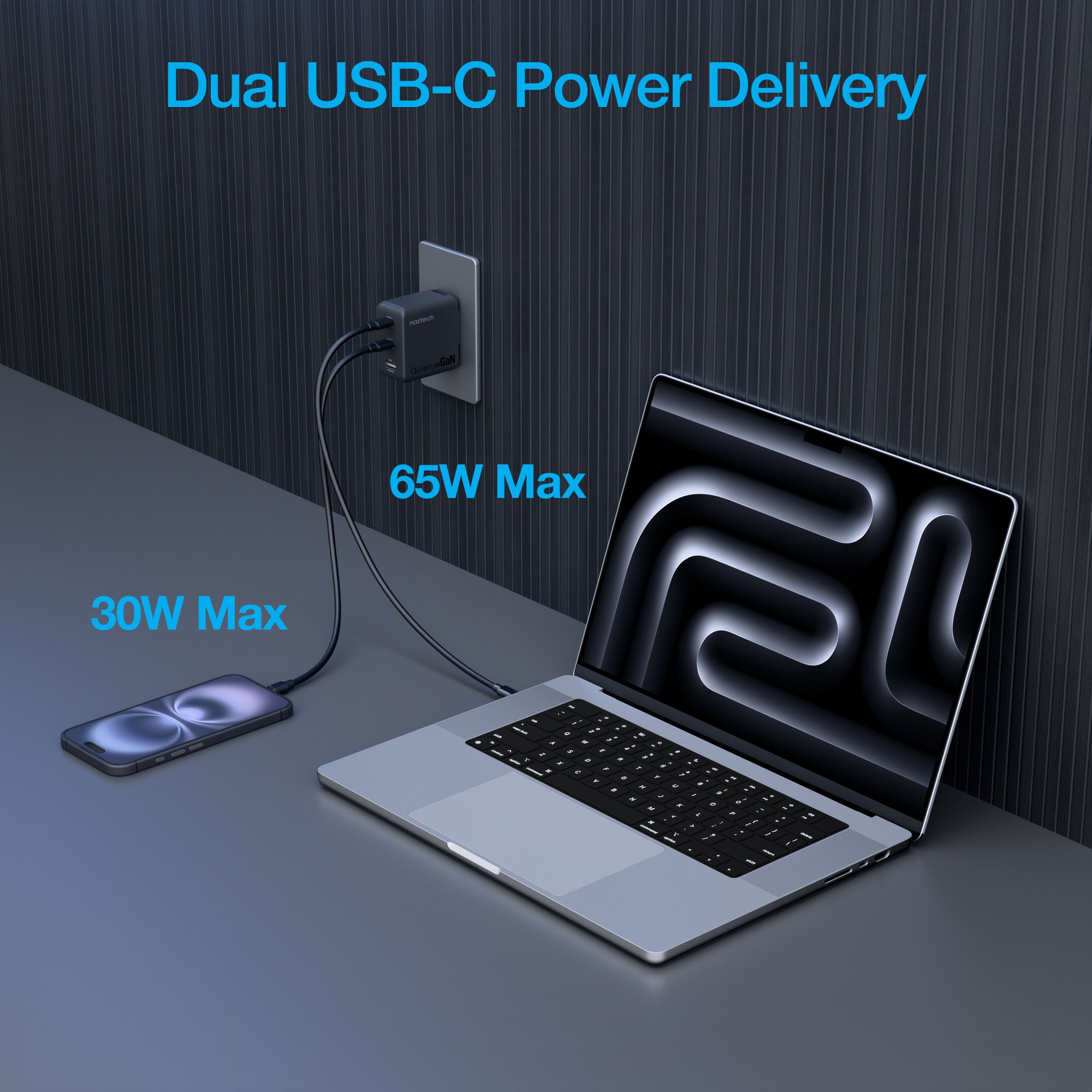 Nexus T100 100W USB-C PD + USB 3-Port GaN Ultra-Fast Wall Charger with PPS | Black