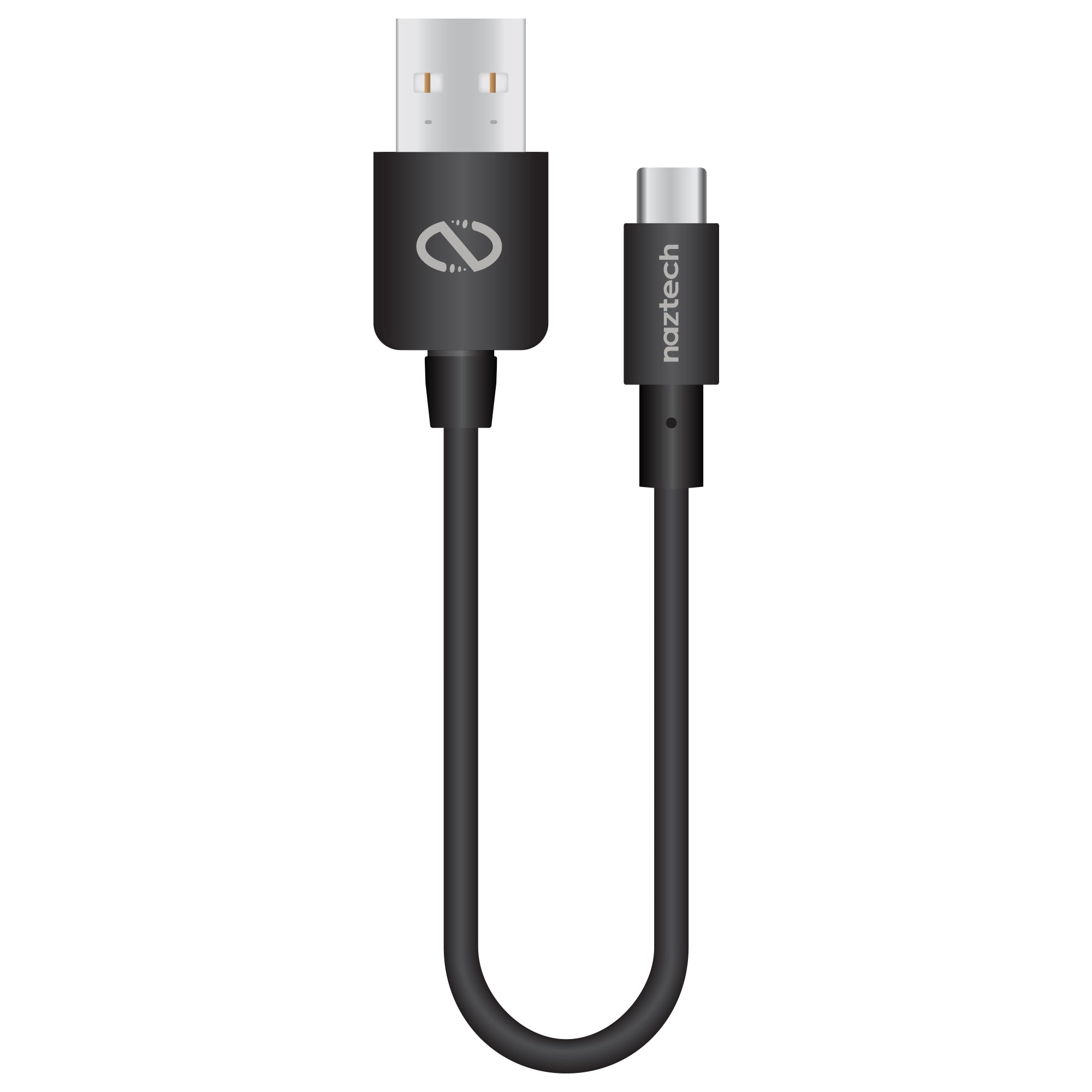 USB to USB-C Rounded Cable | 6in | Black