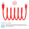 Lighted USB to USB-C Flat Cable | 6ft | Red
