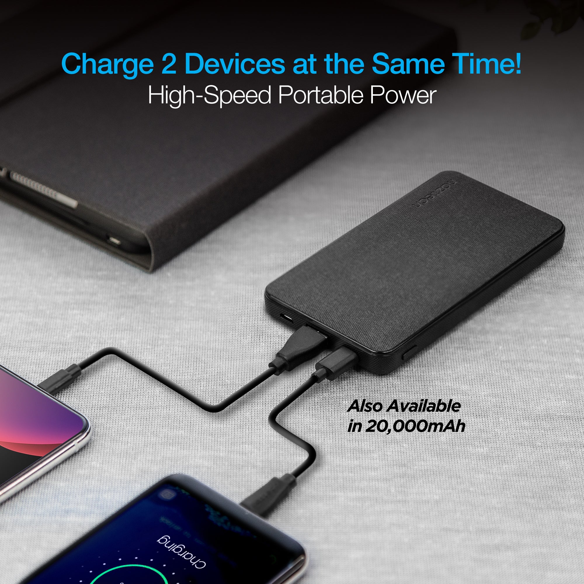 10,000mAh | Fast Charge Fabric Power Bank with 18W USB-C PD Quick Charge 3.0 | Naztech – Naztech.com