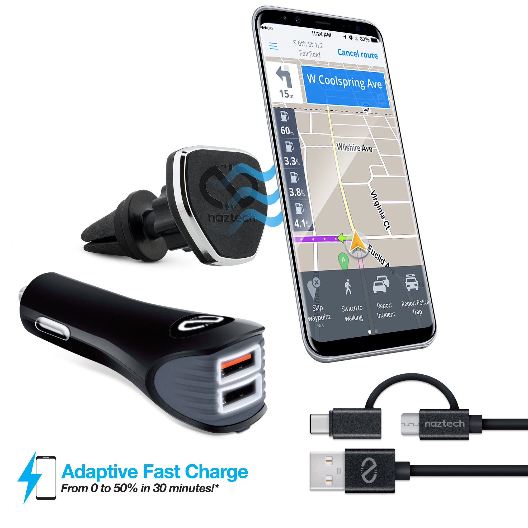 $10 SALE  Magnetic Car Vent Phone Holder + Dual USB Car Charger