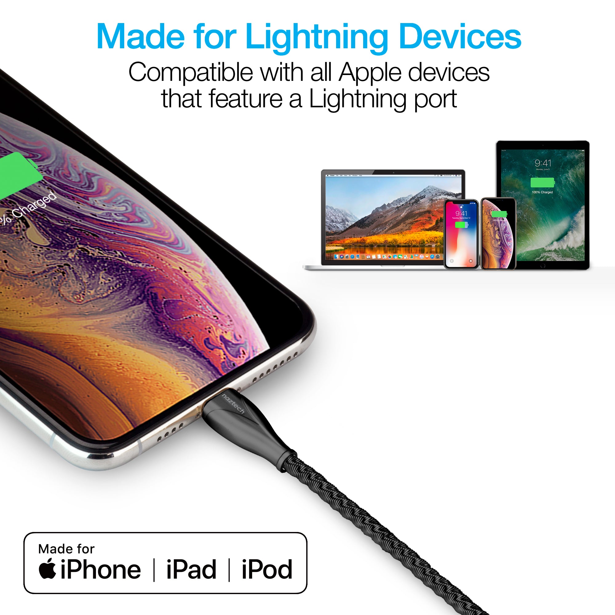 Elite Series USB to MFi Lightning Metallic Cable | 4ft | Black