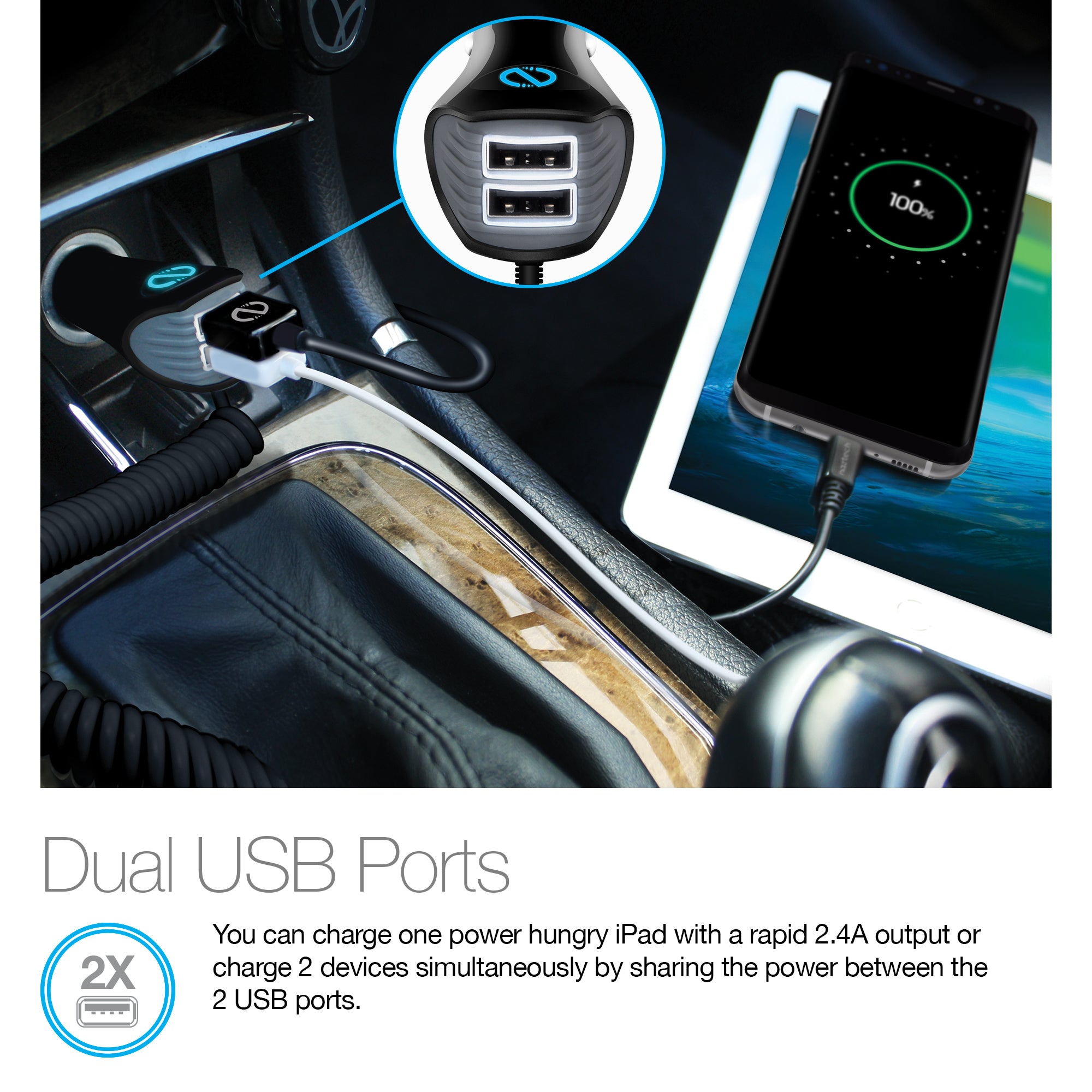 USB-C Car Charger with Power | – Dual Delivery Naztech USB 