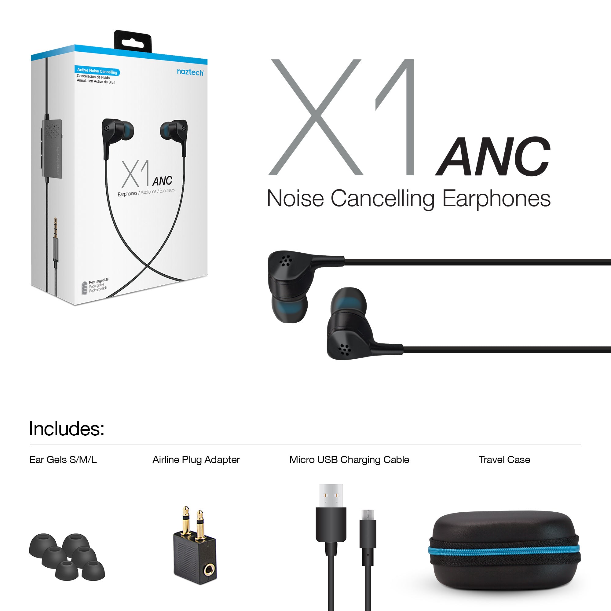 X1 ANC  Active Noise Cancelling Earphones