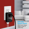 Fast 48W Multi-Device USB Charger with Dual AC Outlets | Black