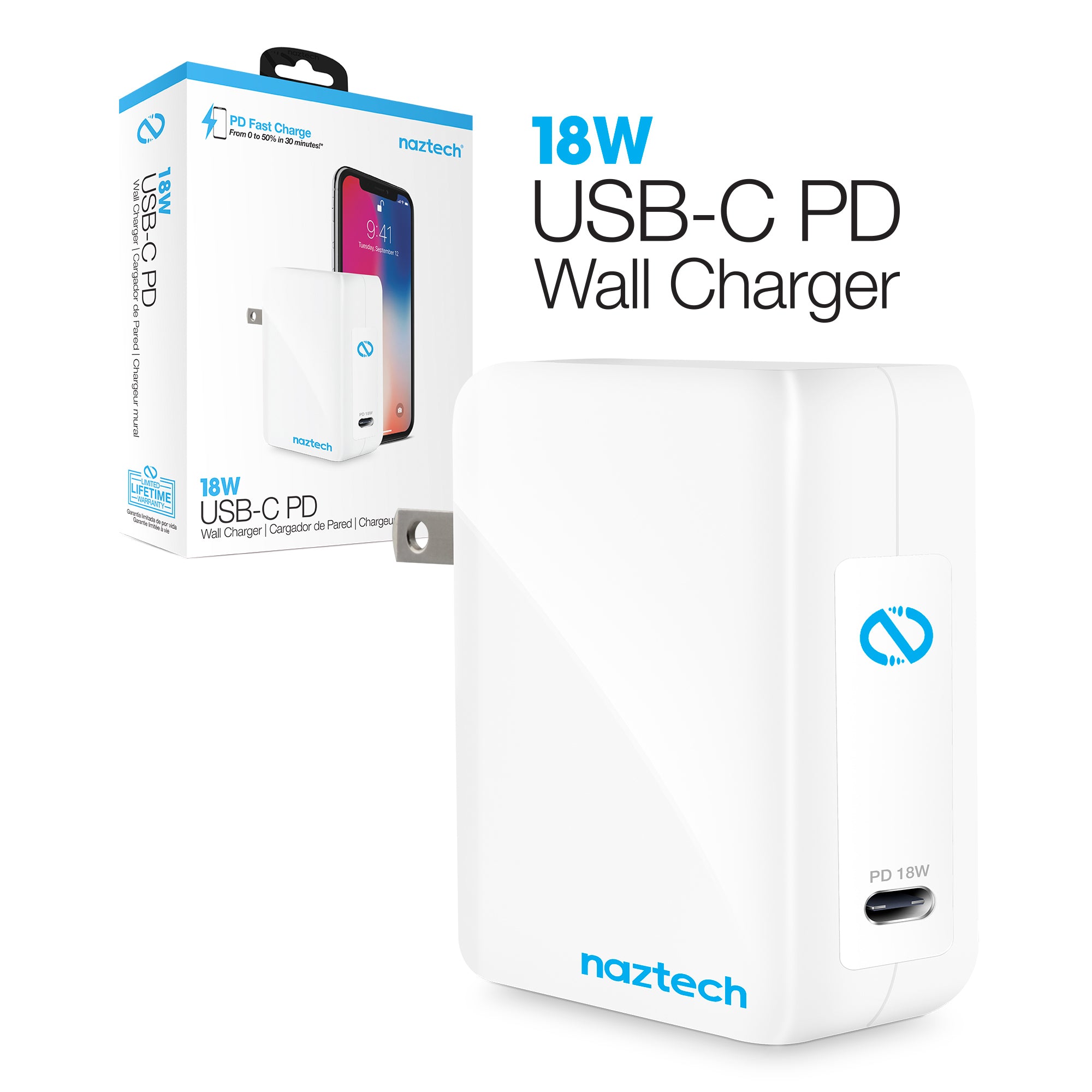 18W USB-C Power Delivery Super Speed Wall Charger | White