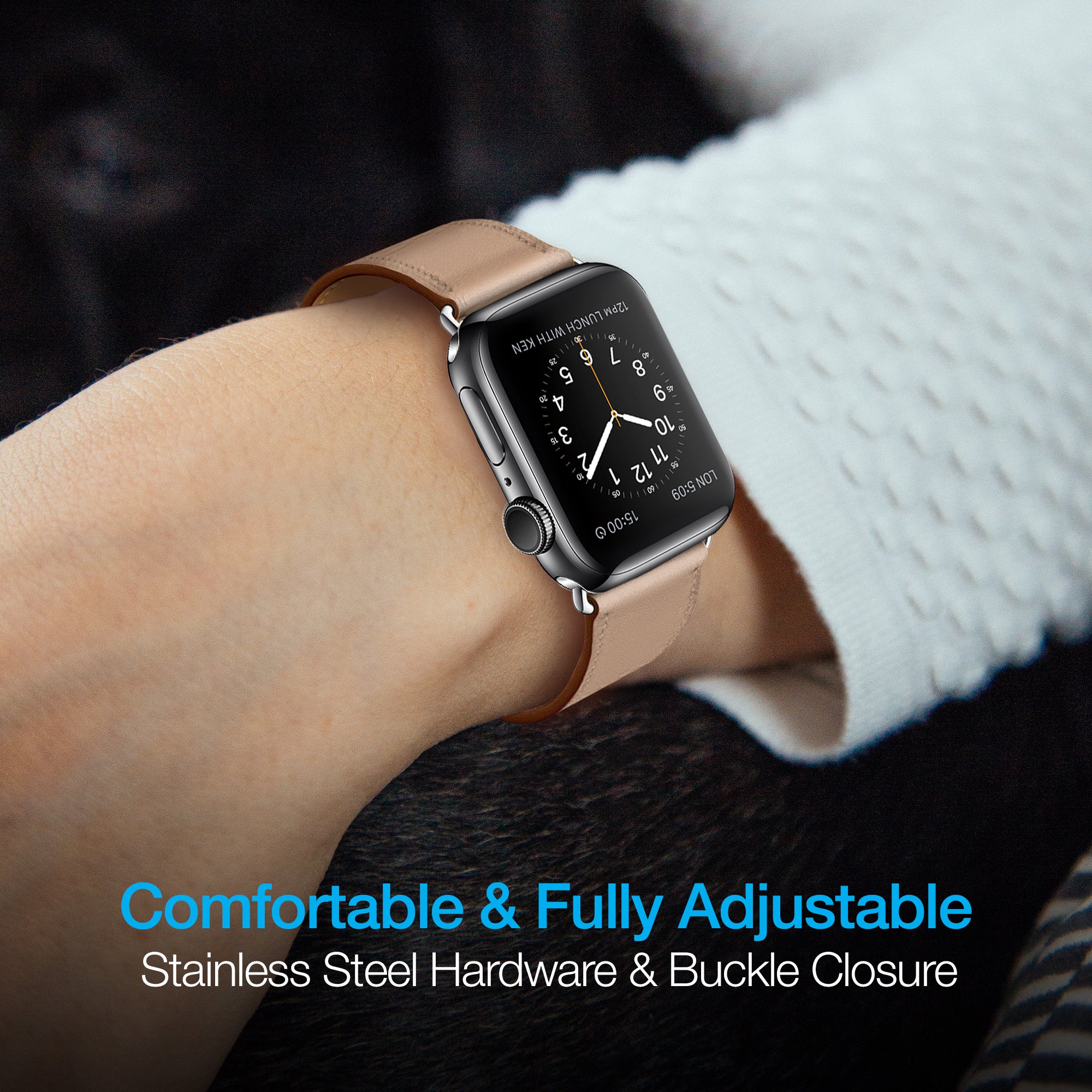 Leather Apple Watch Band - Beige (38/40mm) | Naztech – Naztech.com