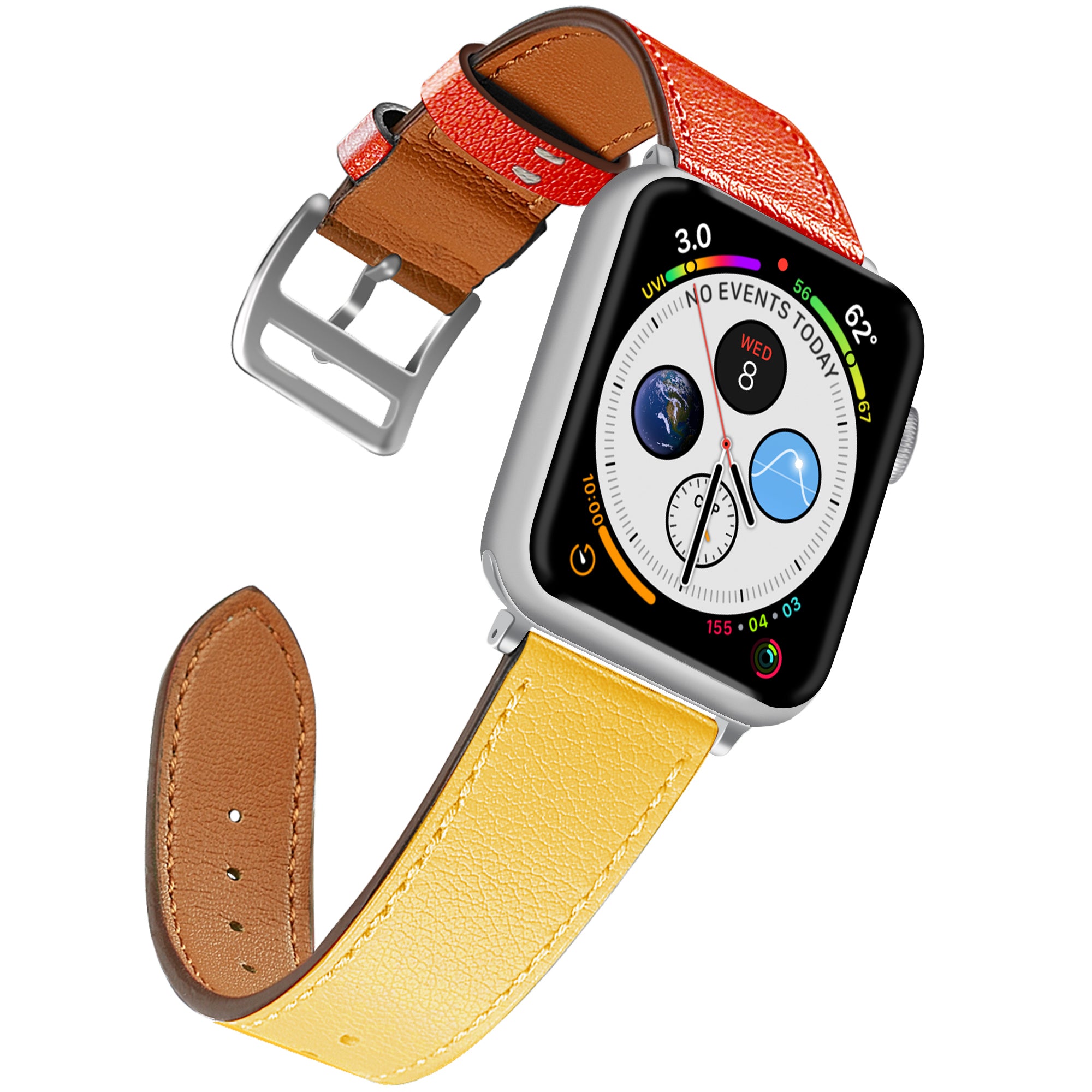 Leather Apple Watch Band, Yellow/Red (42/44mm) | Naztech – Naztech.com