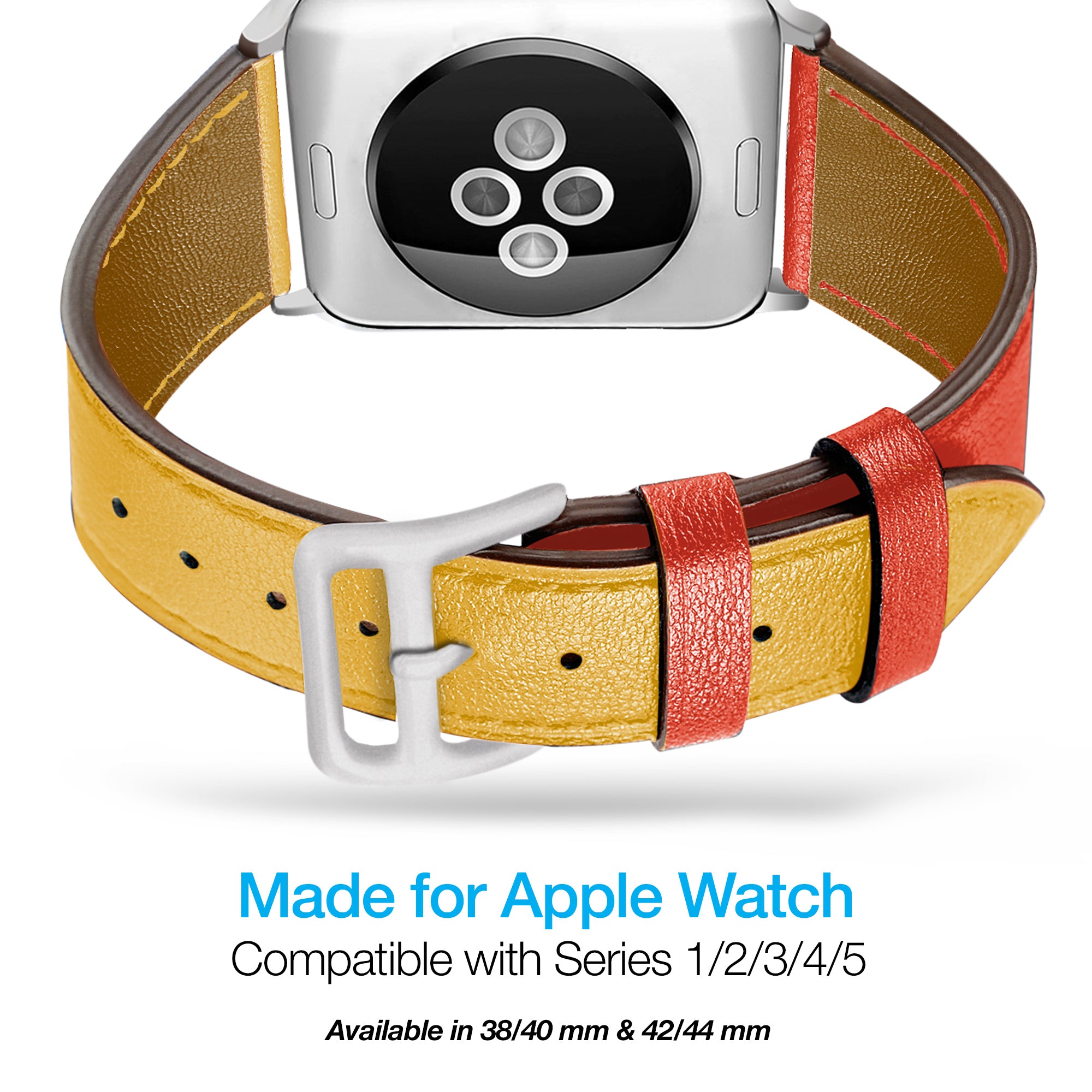 Leather Apple Watch Band, Yellow/Red (42/44mm) | Naztech – Naztech.com