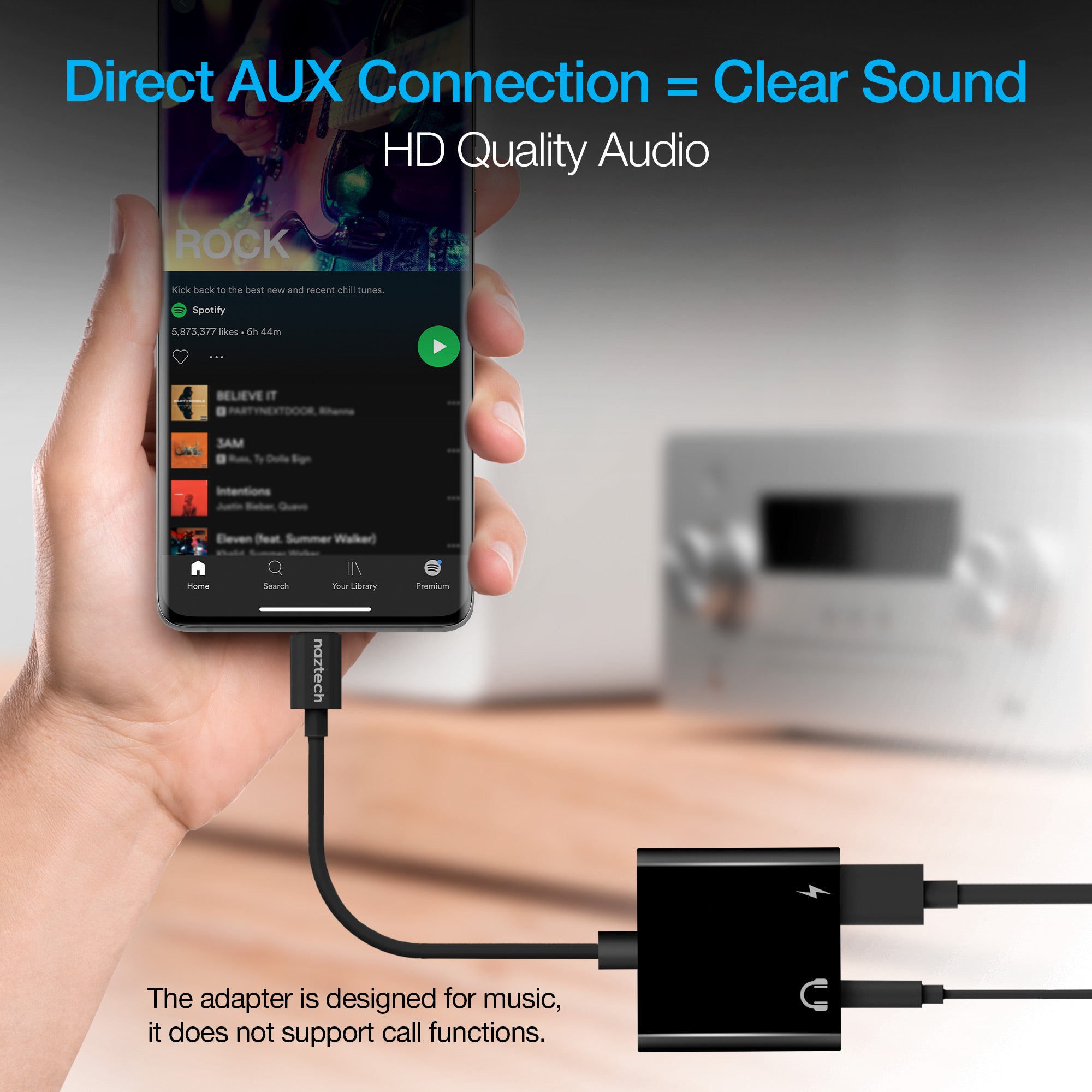 Naztech USB C & 3.5mm Audio + Charge Adapter 15163