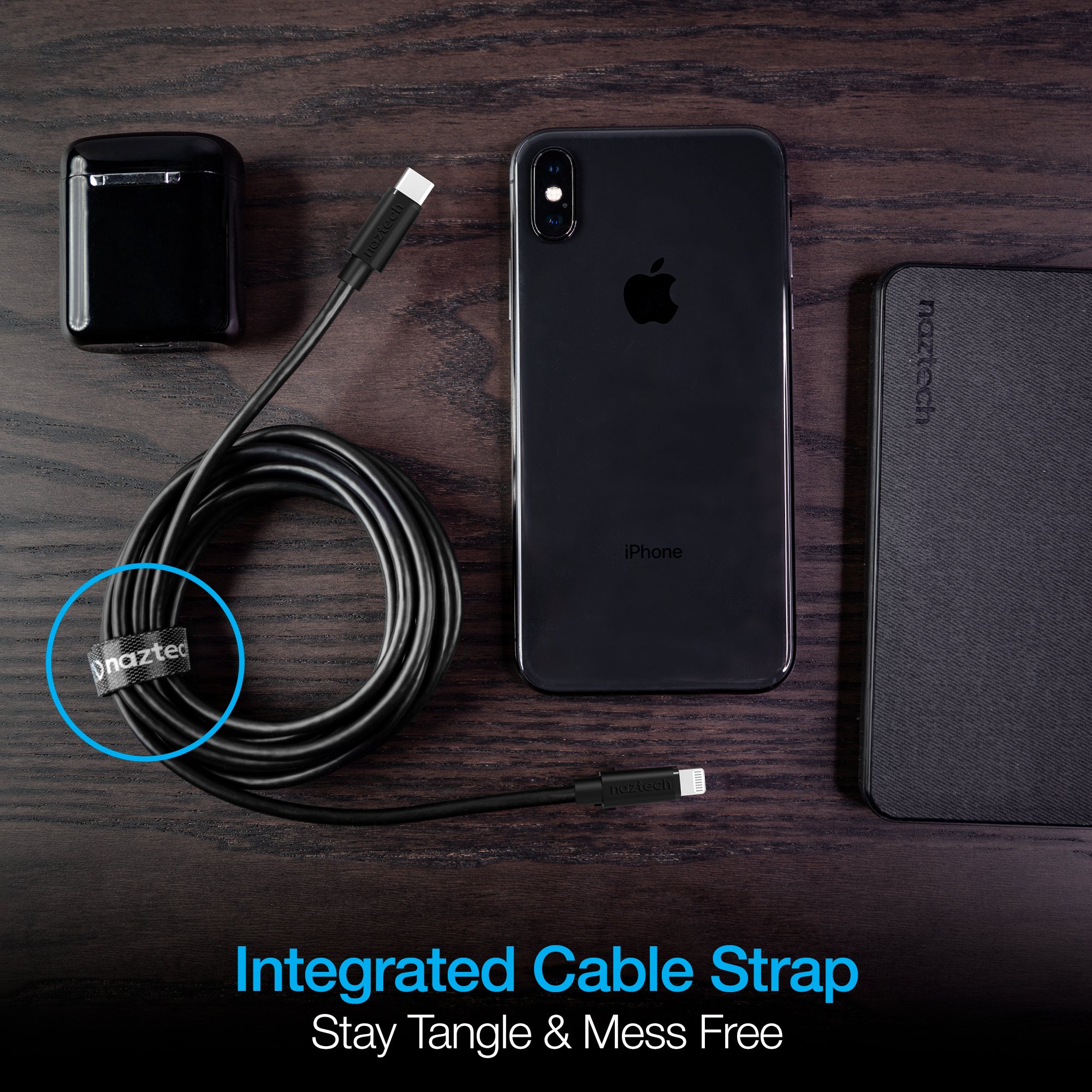 USB-C to Lightning Cable 12ft BLACK | Hypercel – Naztech.com