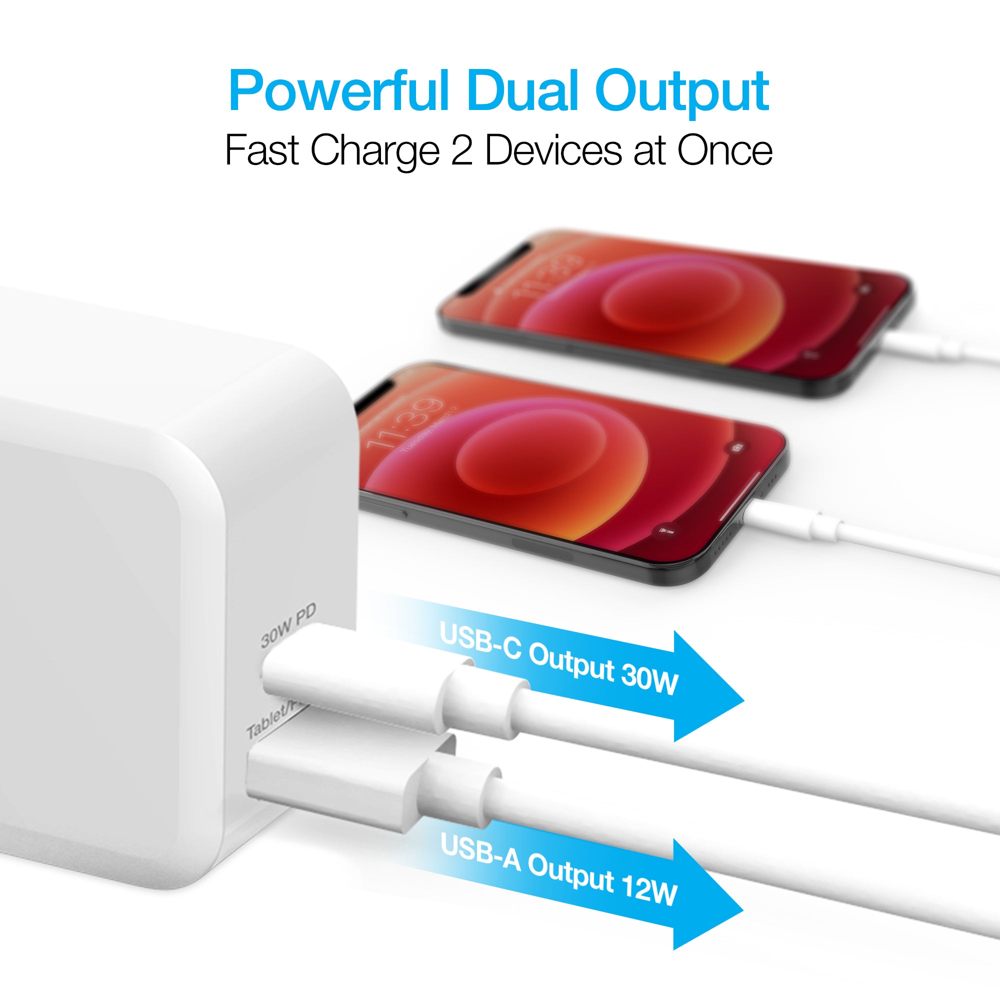 Cargador de red USB-C Power Delivery y USB-A Quick Charge 20W