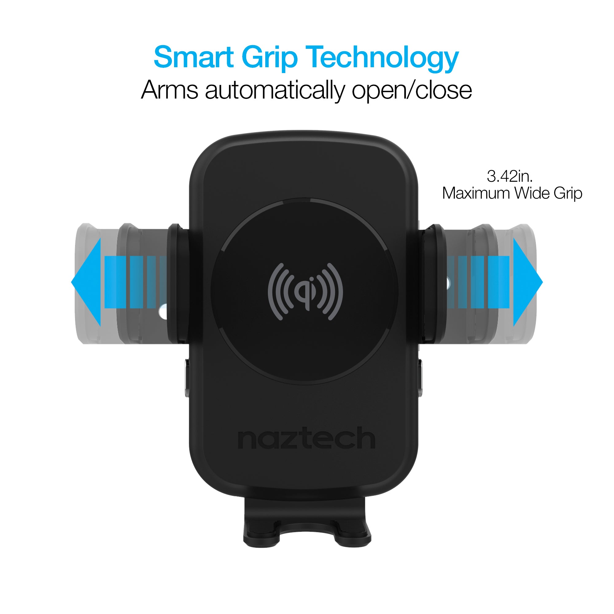 Smart Grip 15W Wireless Fast Charging Mount | Vent + Dashboard + Windshield | Black