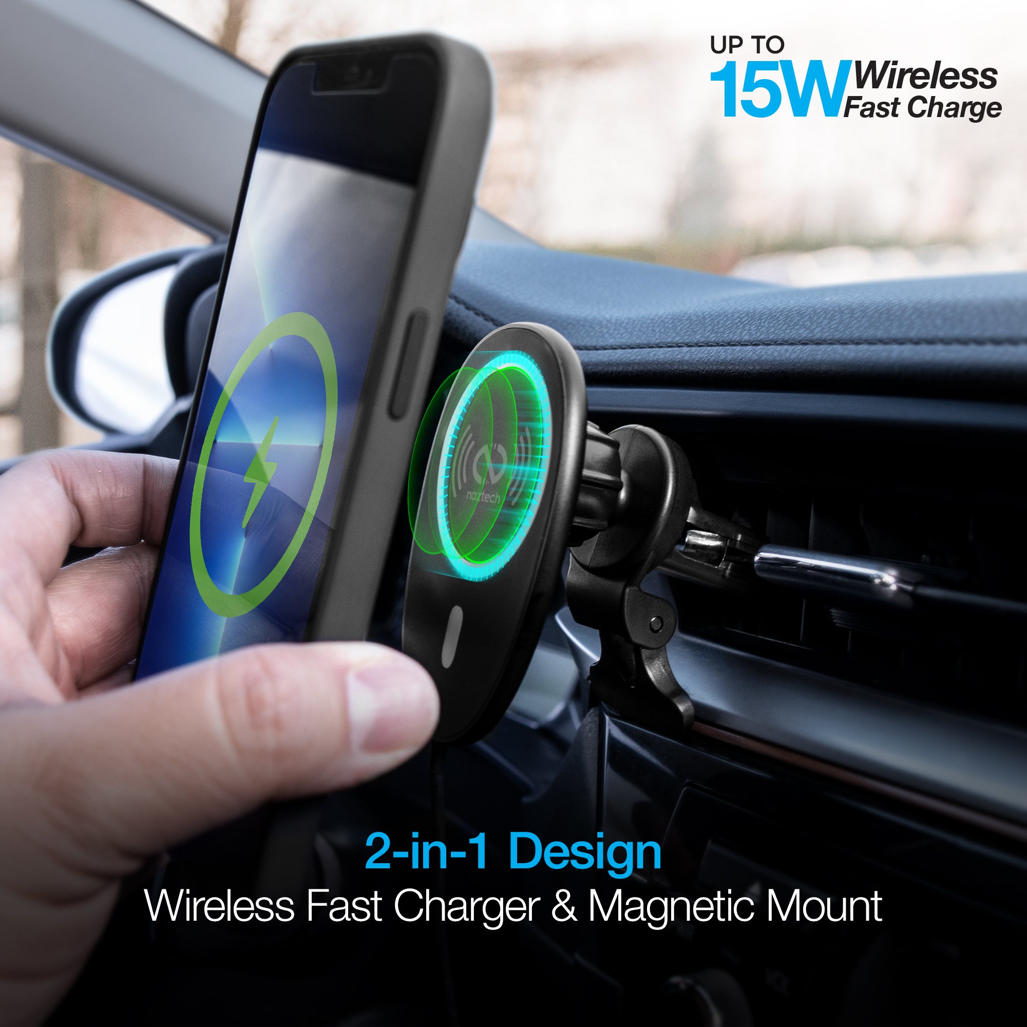 MagSafe Wireless Charger Vent Mount - Naztech –