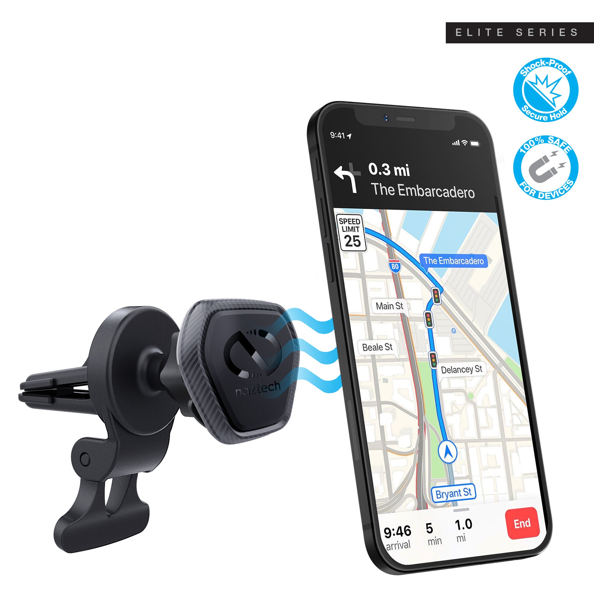 Auto Drive Magnetic Vent Mount Phone Holder with Four Strong Built
