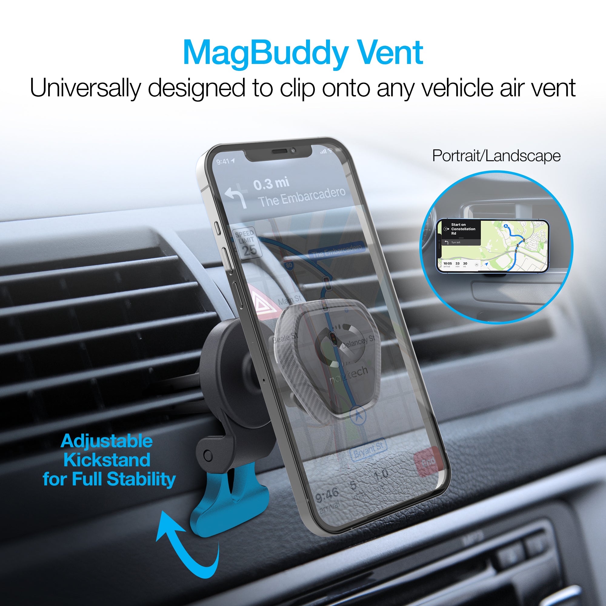 Magnetic Car Phone Mount for VENT | Naztech – Naztech.com