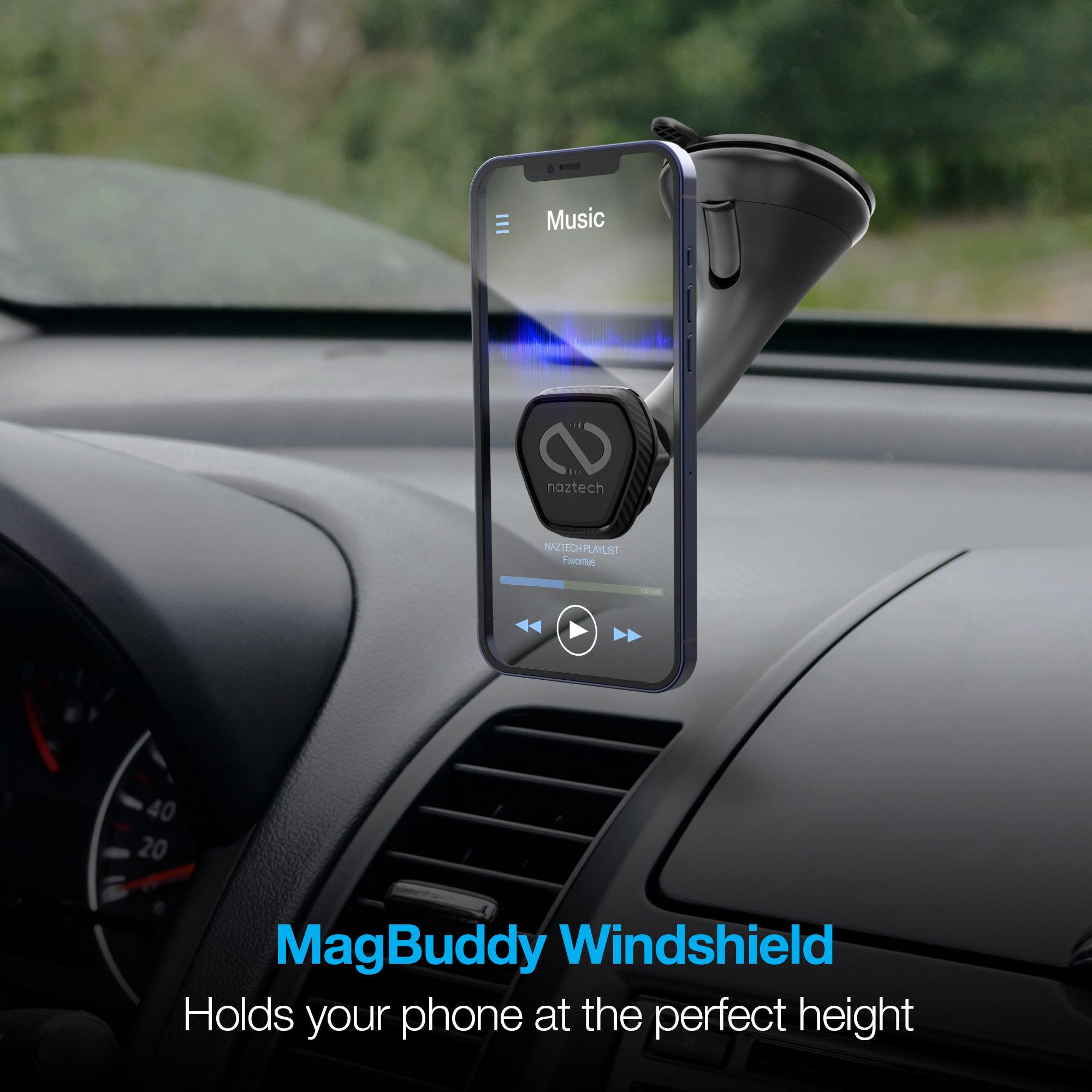 Magnetic Car Phone Mount for WINDSHIELD | Hypercel – Naztech.com