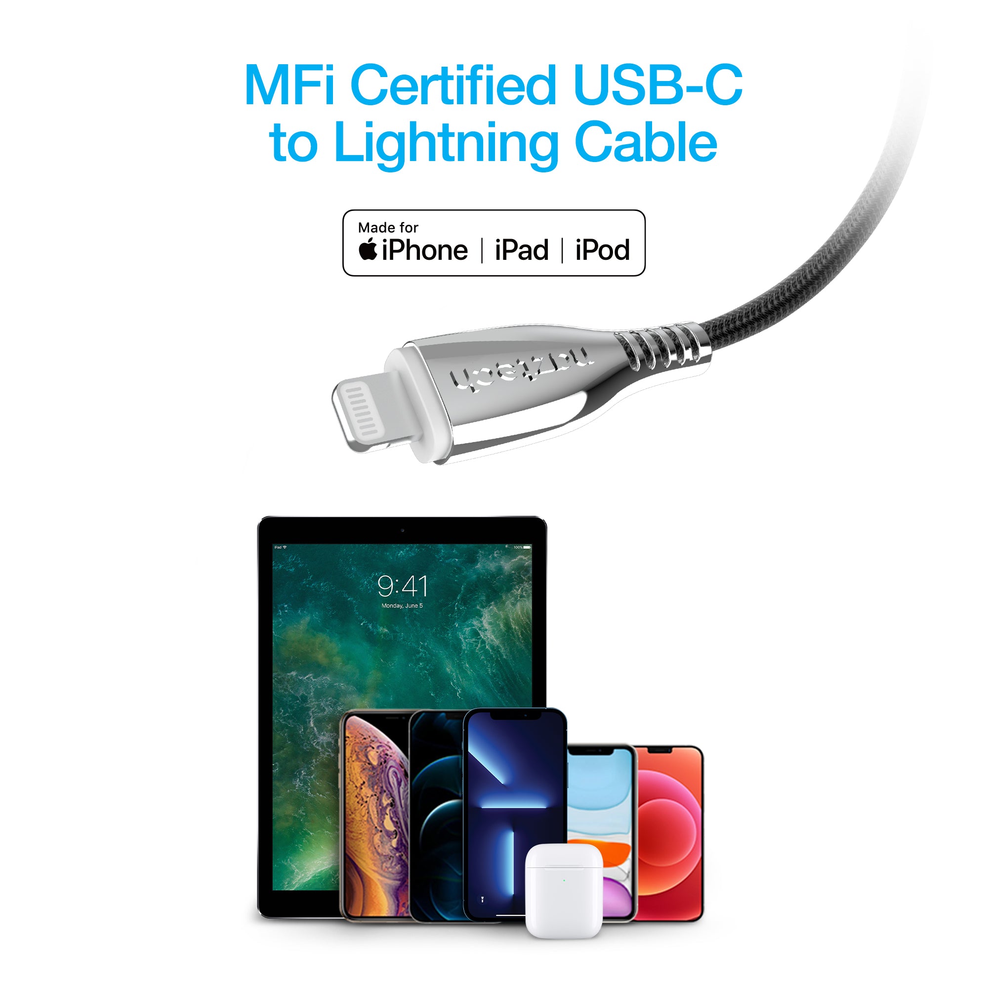 USB C to Lightning Cable (MFi Certified)