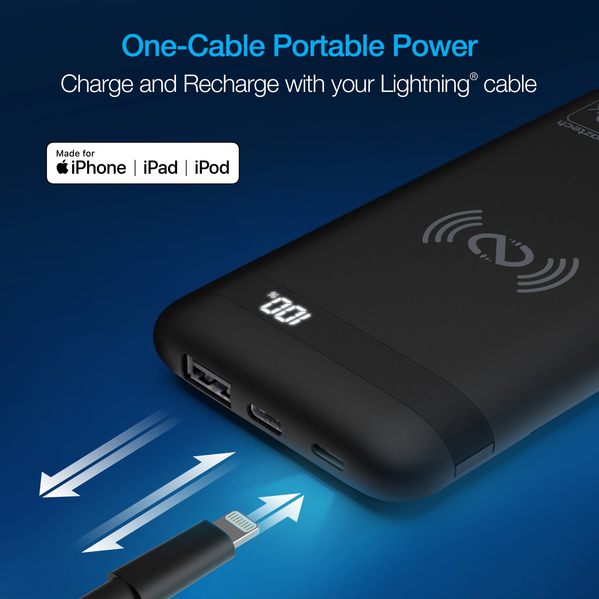 10,000mAh | PowerBolt Wireless Fast Charge Power Bank with MFi