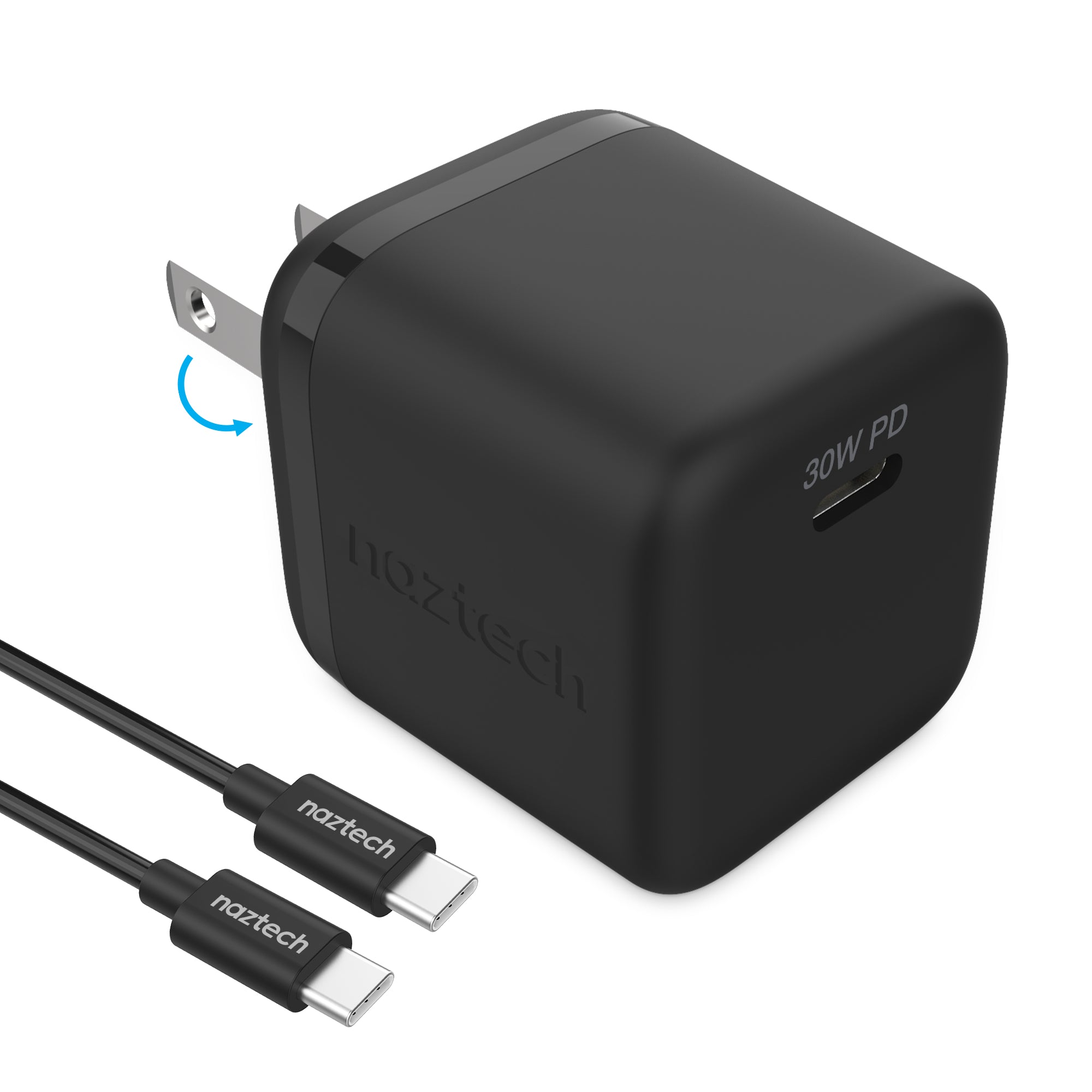 USB-C Fast Charging Wall Charger (Detachable USB-C/USB Cable)