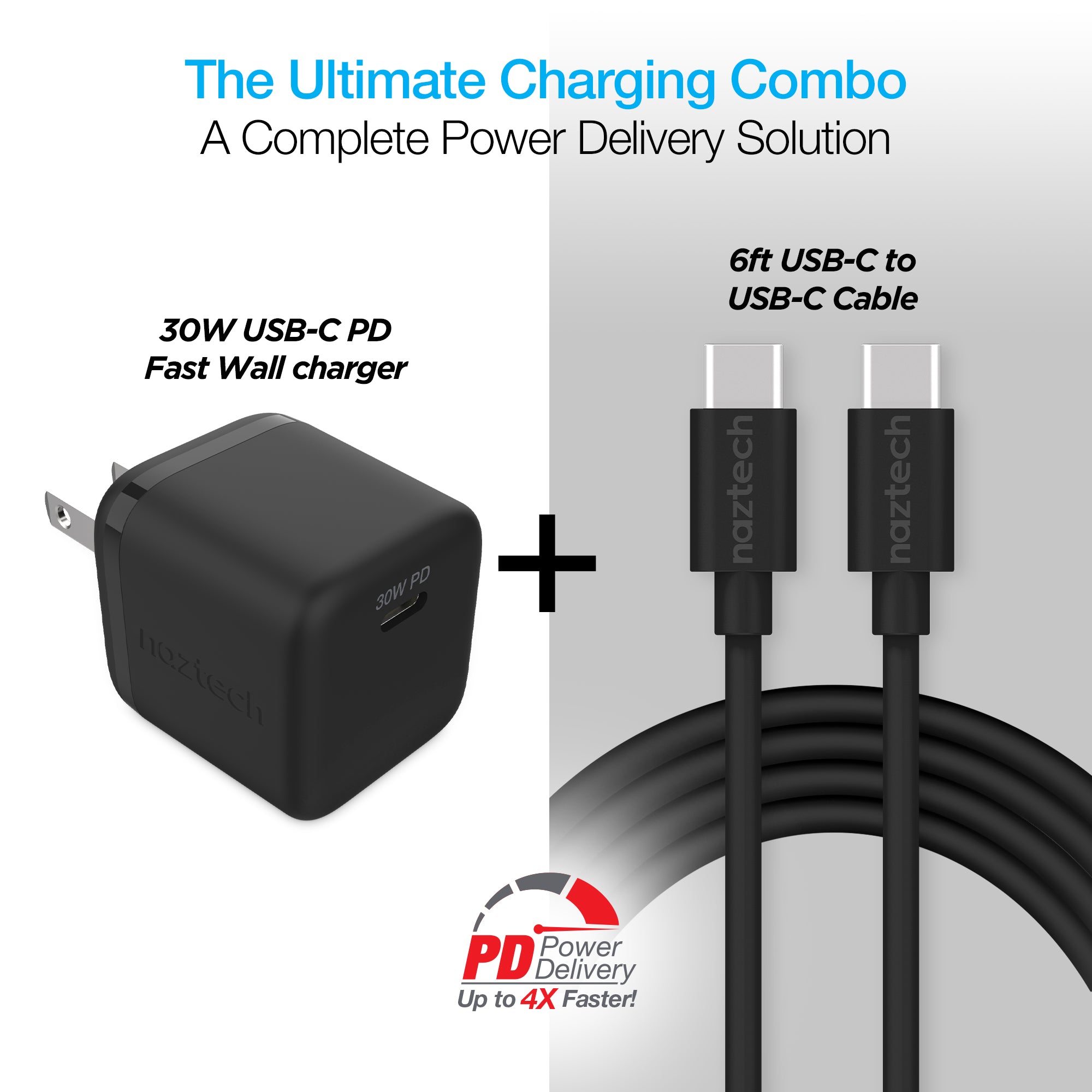 30W USB-C Wall Charger, USB-C to Cable | Naztech – Naztech.com